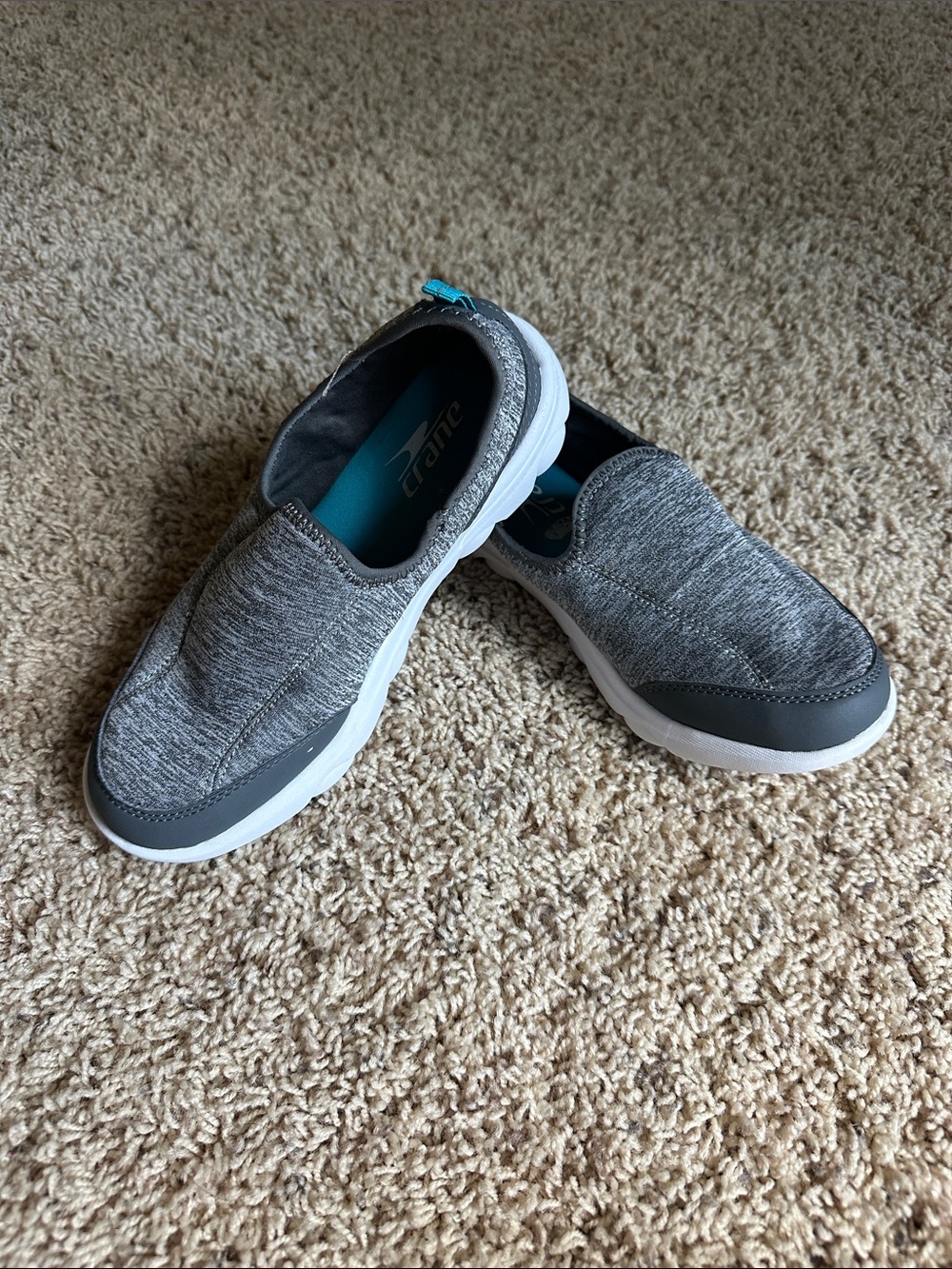 Crane Sz 8 Casual Slip-On Loafers in Heather Gray with White Sole